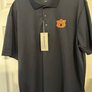 Men's Navy Polo Shirt with Orange Auburn Logo.